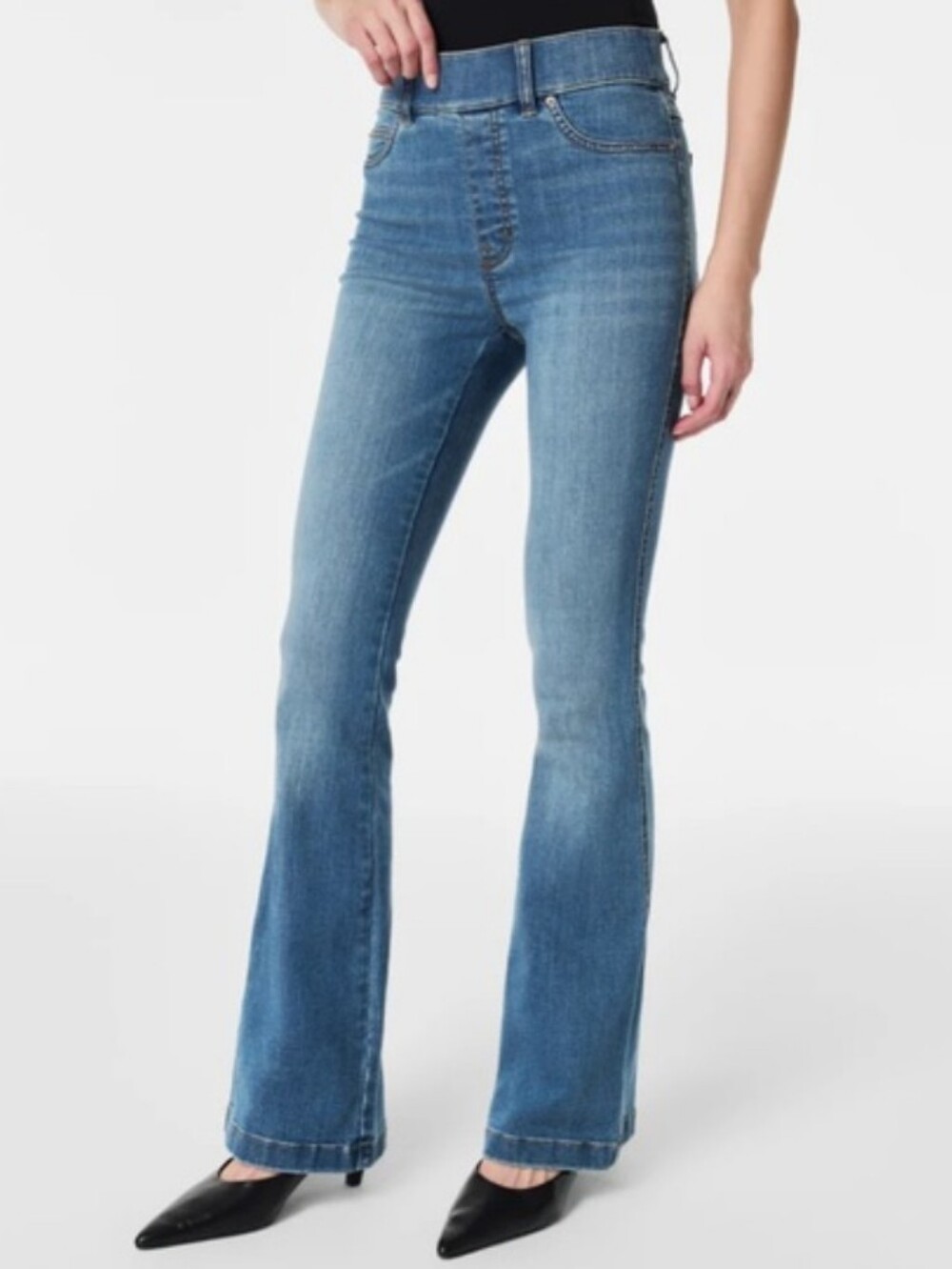 Spanx Flare Jeans Womens Medium Vintage Indigo Pull On Shaping 20456Q
